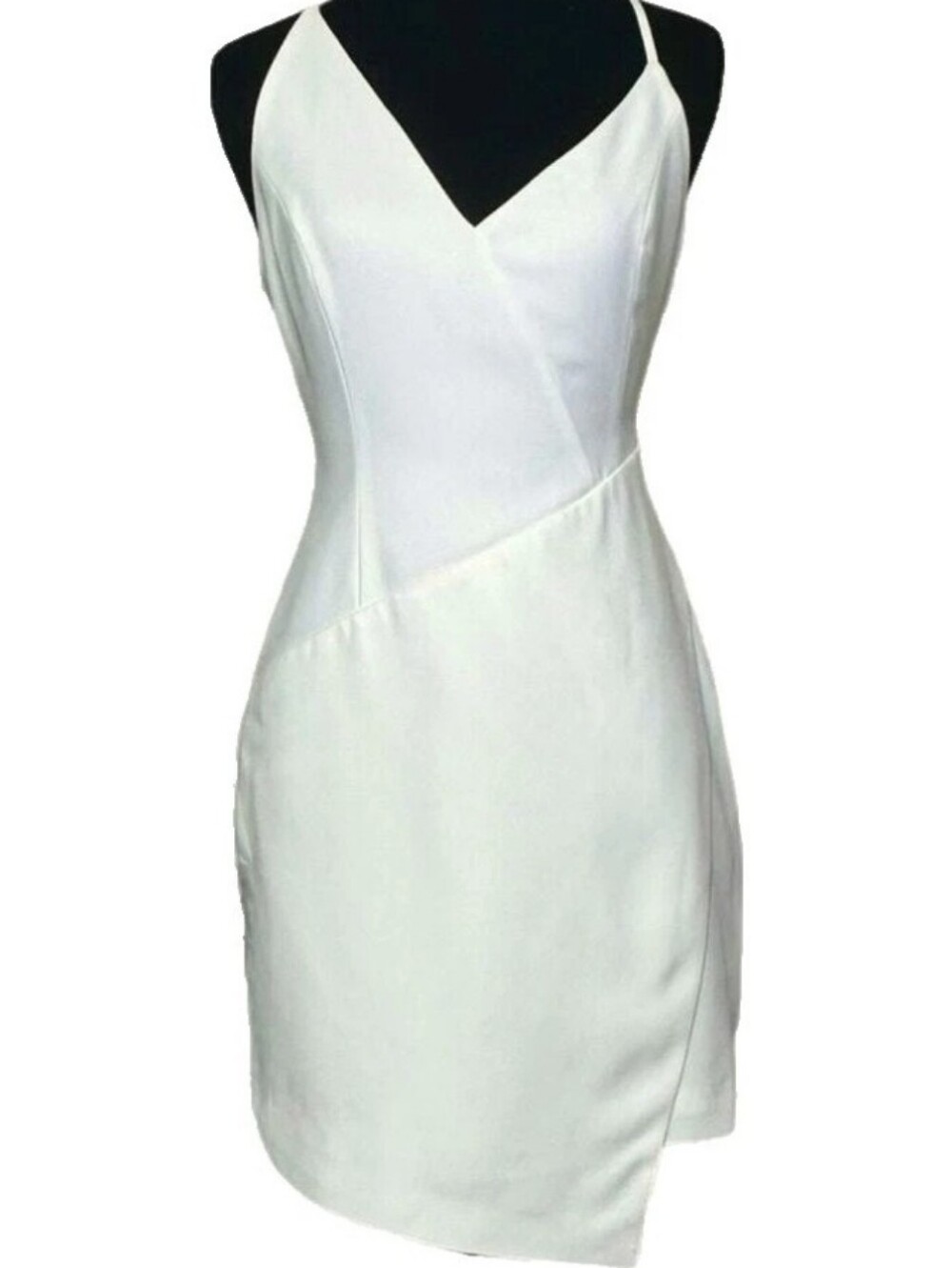 BCBGMaxAzria White Asymmetric Slip Mini Dress